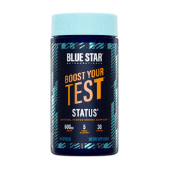 Blue Star Status bottle front view highlighting daily testosterone support