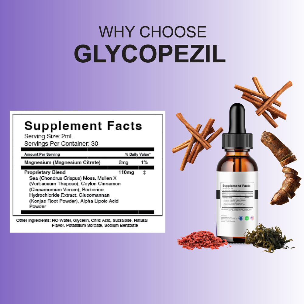 BLUE VIBE Glycopezil Drops glass amber bottle protects potency.