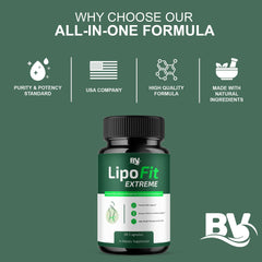 BLUE VIBE Lipofit Advanced capsules closeup reveals sleek, easy-to-swallow capsules.