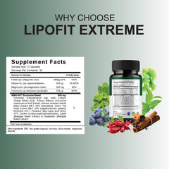 Blue Vibe Lipofit Extreme bottle close-up highlighting natural health support.