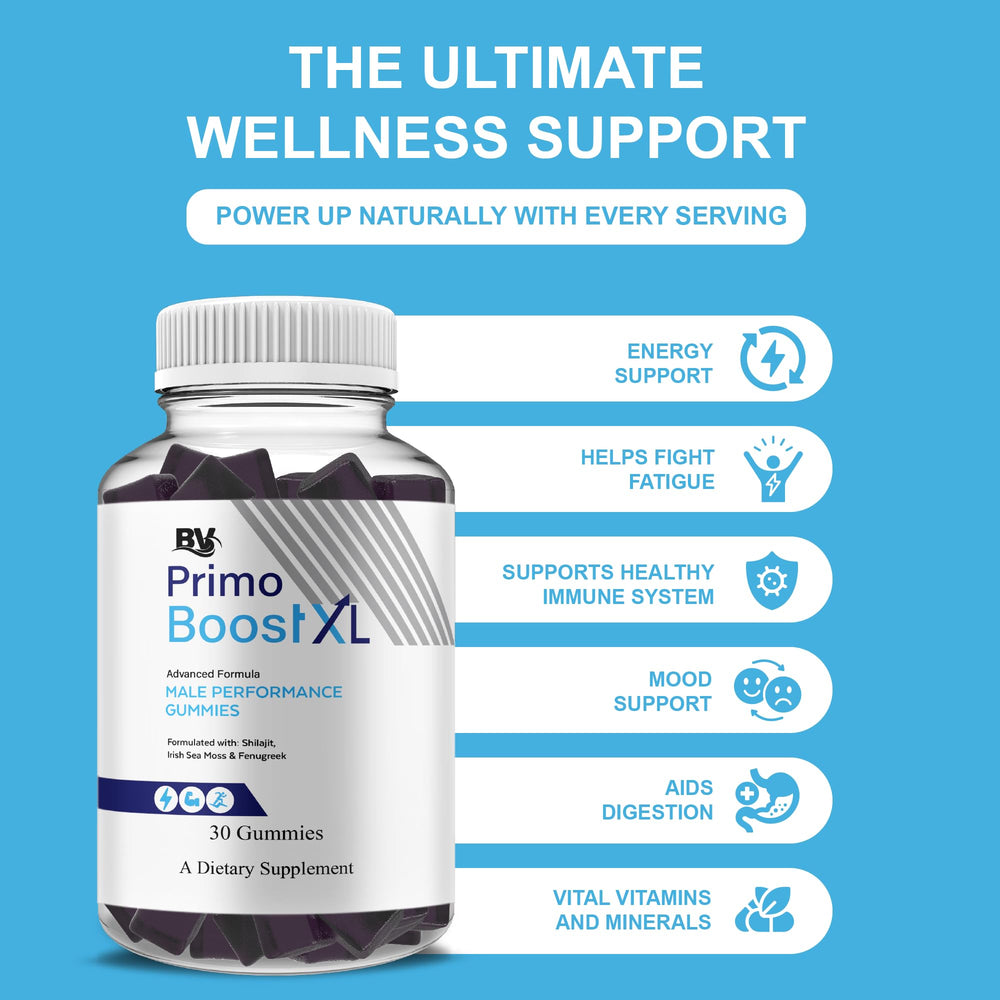 Blue Vibe Primo Boost XL packaging box highlighting advanced health and performance