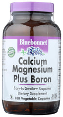 BlueBonnet calcium magnesium boron bottle front, high-potency mineral formula.