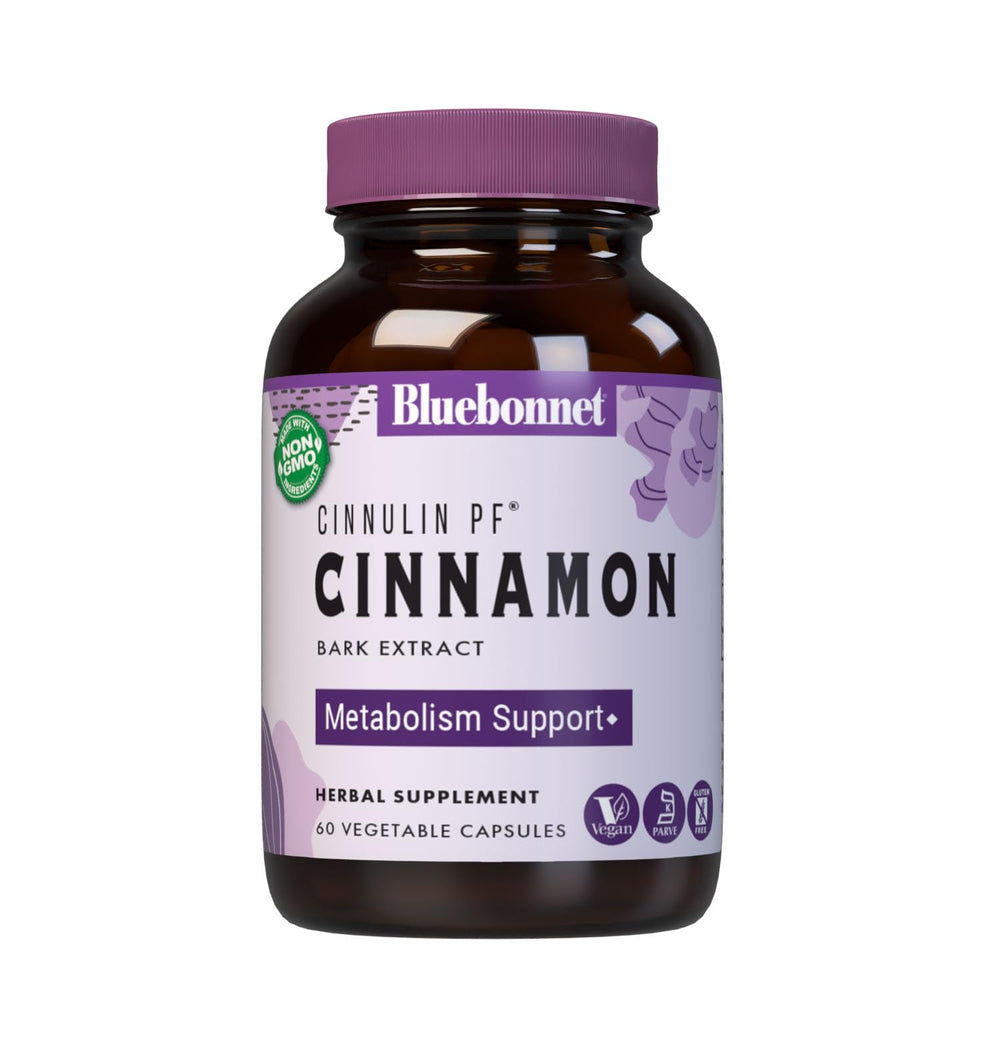 BlueBonnet CinnulinPF cinnamon bark extract bottle for rapid daily absorption.