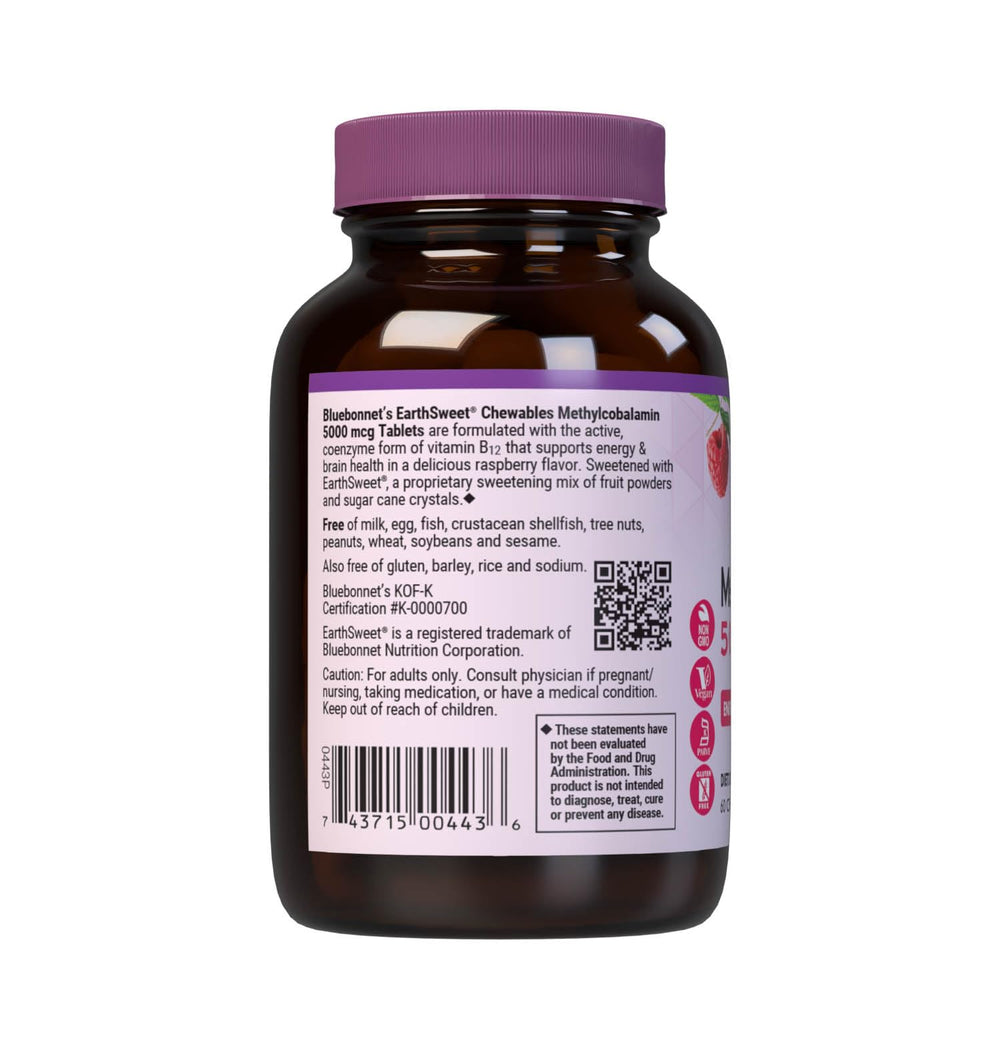Bluebonnet EarthSweet methylcobalamin label highlights active coenzyme B12.