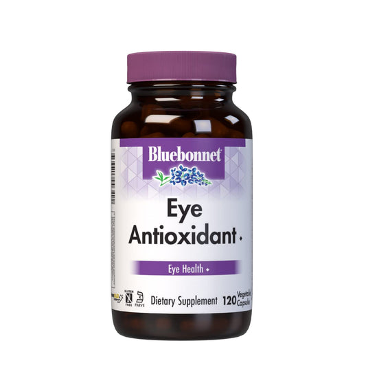 Bluebonnet Eye Antioxidant bottle and capsules for daily eye support.