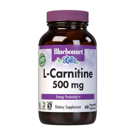 BlueBonnet L-Carnitine 500 mg capsules in bottle for energy support