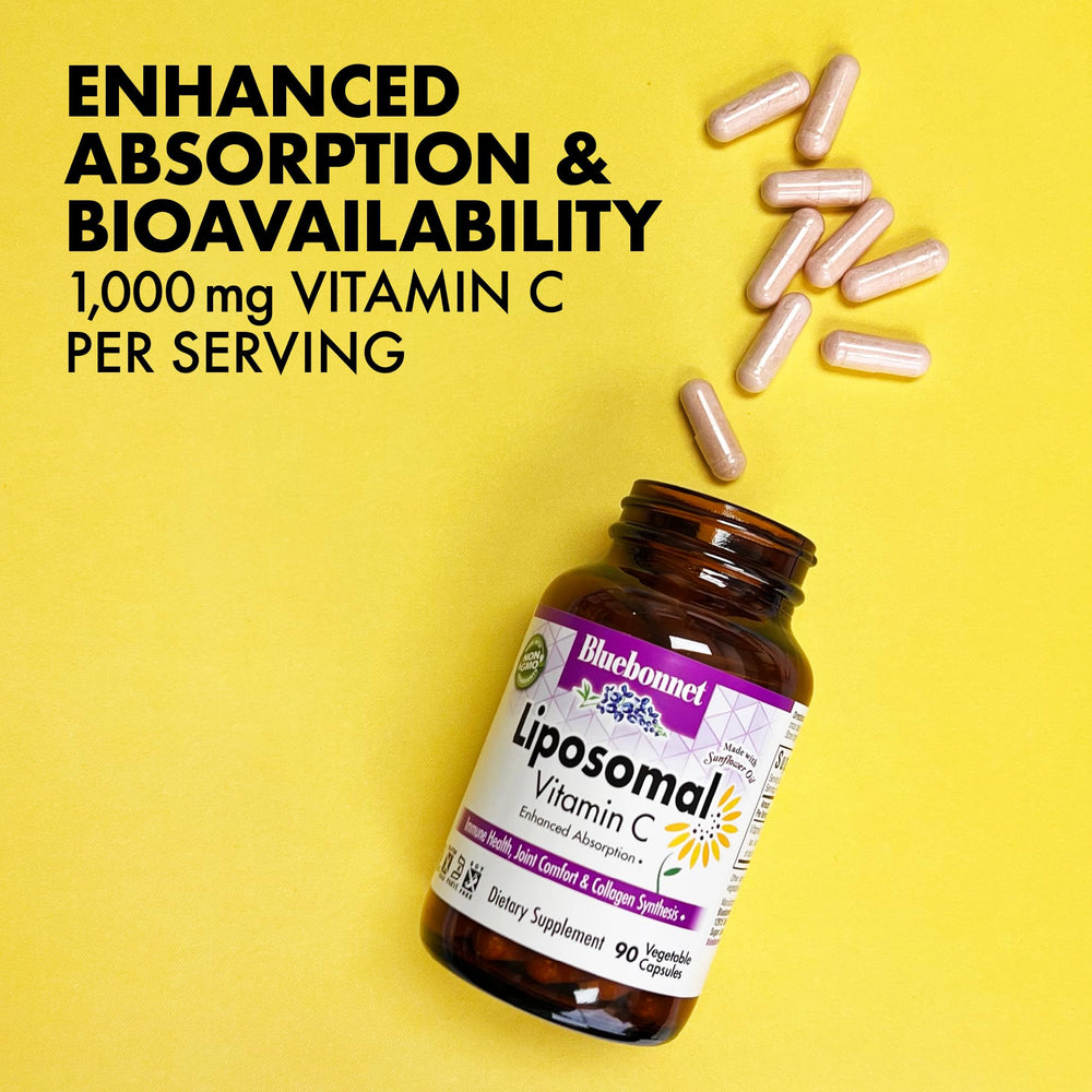 BlueBonnet Liposomal Vitamin C packaging shown in recyclable materials