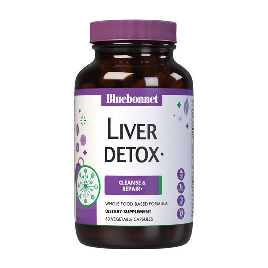 BlueBonnet Liver Detox bottle front showing whole-food formula for daily support.