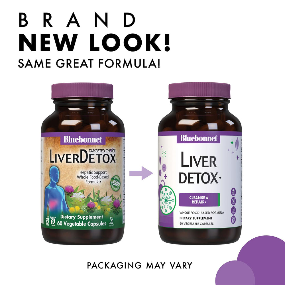 BlueBonnet Liver Detox capsules closeup highlighting plant-based capsules for detox support.