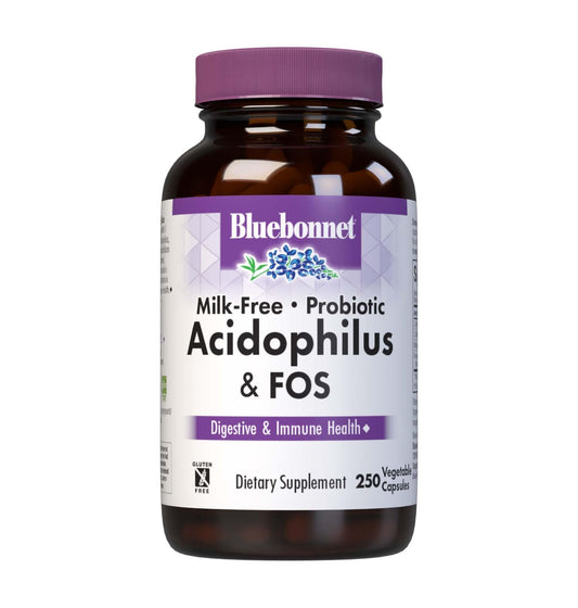 BlueBonnet Milk-Free Probiotic bottle shows 3B CFU per serving for digestive support.