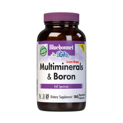 BlueBonnet Multi Minerals bottle close-up showing chelated minerals for daily support.