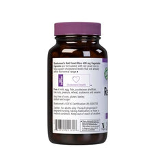Bluebonnet Red Yeast Rice label highlights vegan, non-GMO, and kosher certifications
