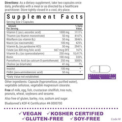 Bluebonnet Stress B-Complex label close-up showing vitamin rich formula.