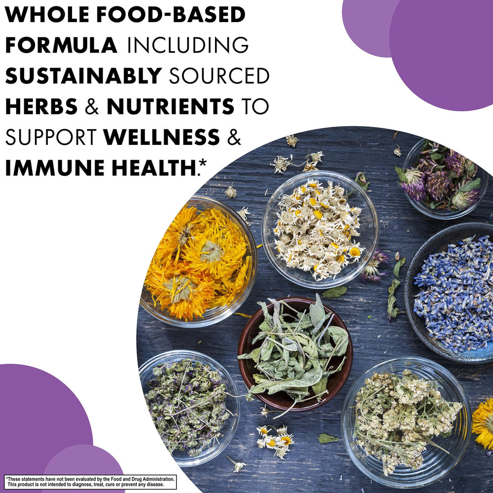 BlueBonnet Targeted Choice Wellness ingredients scene highlights herbal and vitamin blend.