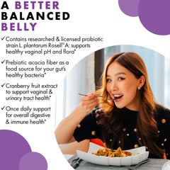 BlueBonnet Women’s Probiotic amber bottle on shelf highlighting refrigeration-free convenience