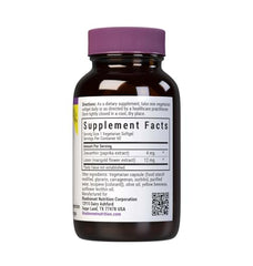 Bluebonnet Zeaxanthin & Lutein bottle side shows dairy-free vegetarian capsules