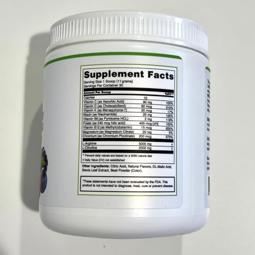 BlueEarth Berry Blend dissolving powder in a glass for convenient use.