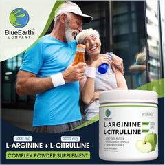 BlueEarth Company Nitric Oxide booster drink mix in green apple flavor enhances blood flow awareness.