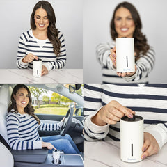BlueHills diffuser white side view showcasing compact cordless design for small spaces