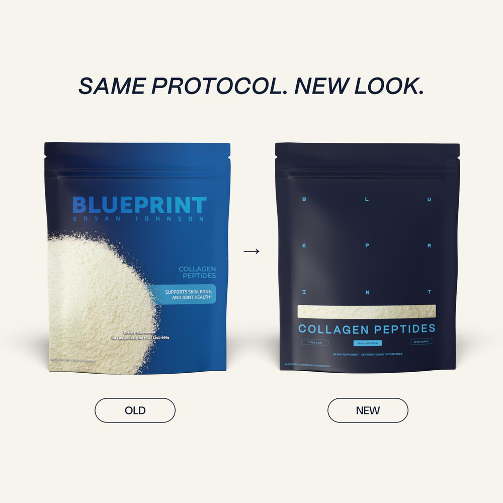 Measuring scoop with Blueprint Bryan Johnson collagen powder for precise daily servings