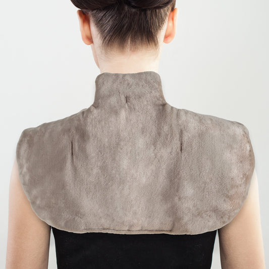 Bluestone neck and shoulder warmer with soft plush fabric for gentle warmth