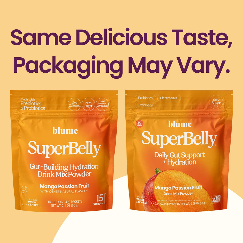 Blume SuperBelly prebiotic inulin fiber for gentle daily support.