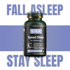 BNH capsules close-up reveal the 15-herb blend for calm sleep onset.