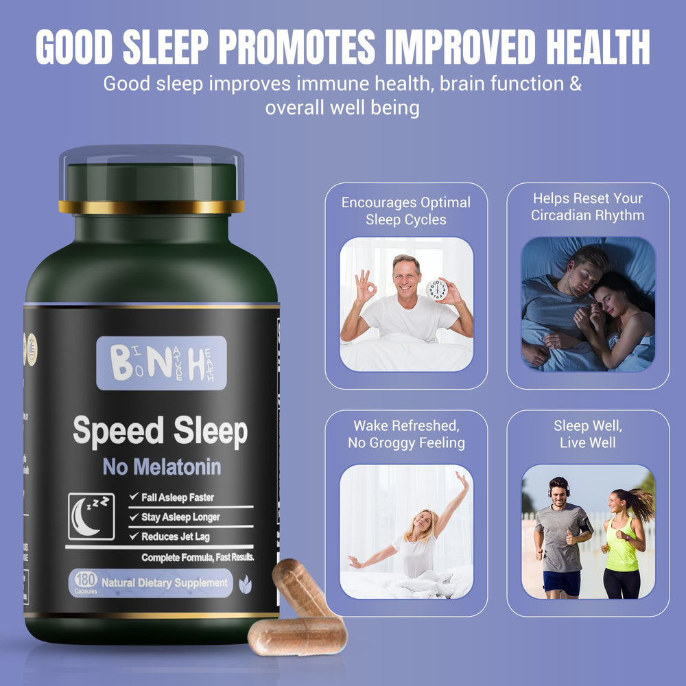 BNH melatonin-free sleep aid label detail highlights avoid synthetic additives.