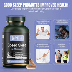 BNH melatonin-free sleep aid label detail highlights avoid synthetic additives.