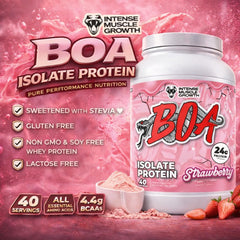 Close-up of BOA Isolate Protein label highlighting vitamins.
