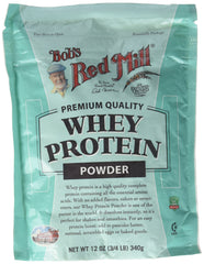 Bob's Red Mill Whey Protein Concentrate pack of four on display for convenient protein.