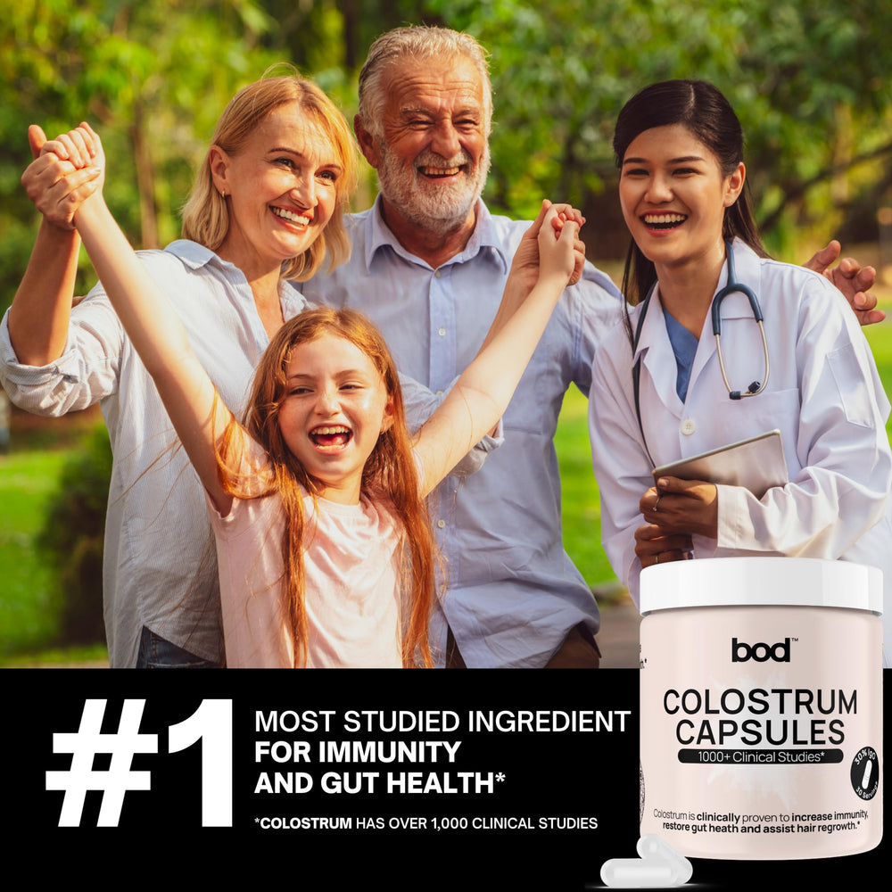 Bod Colostrum capsules supporting gut health and digestion