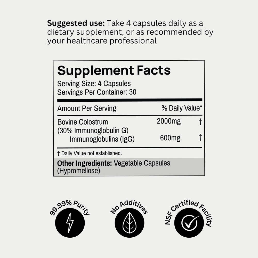 Bod Colostrum capsules with no artificial flavors or fillers