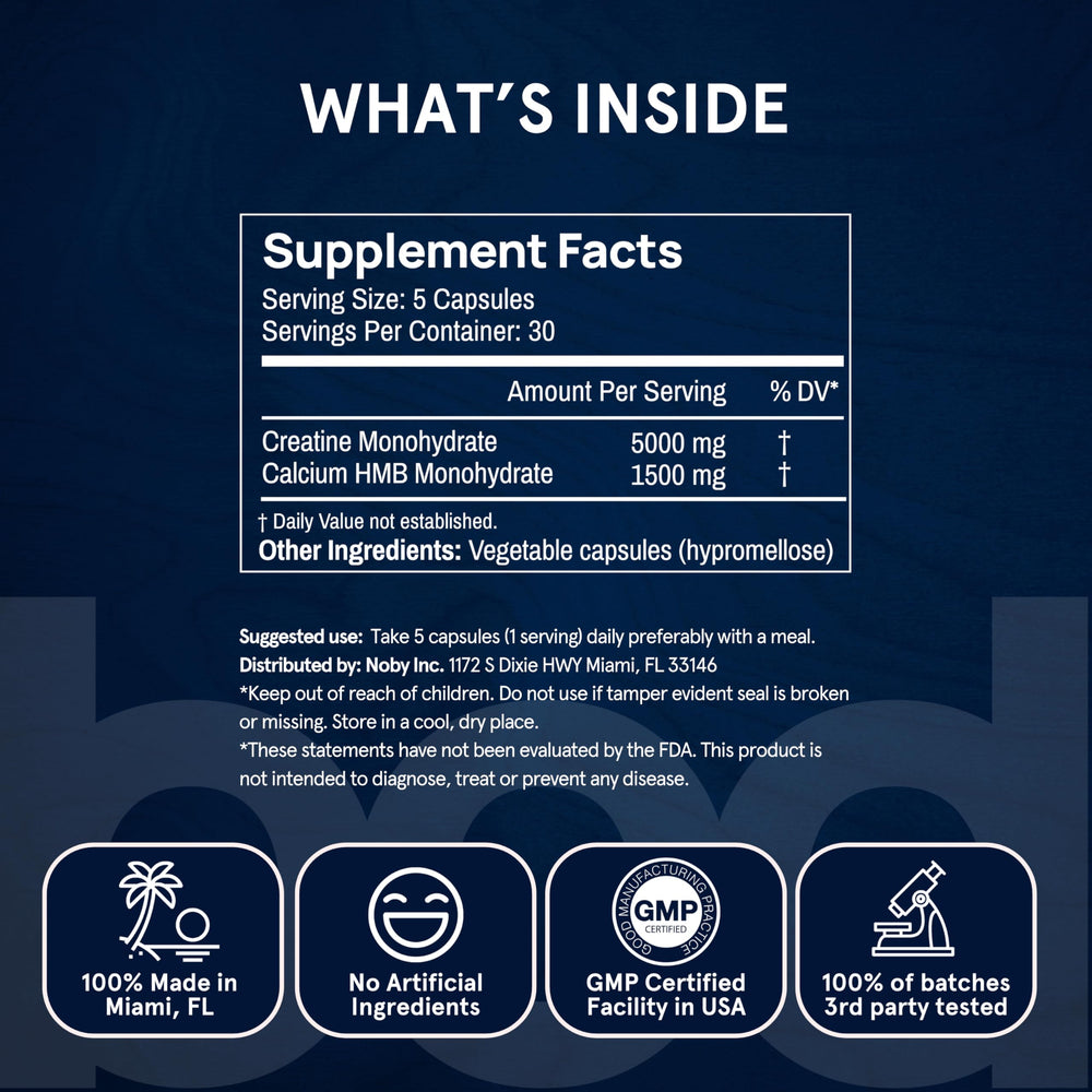 US facility label on BOD Creatine HCL capsules showing purity and safety.