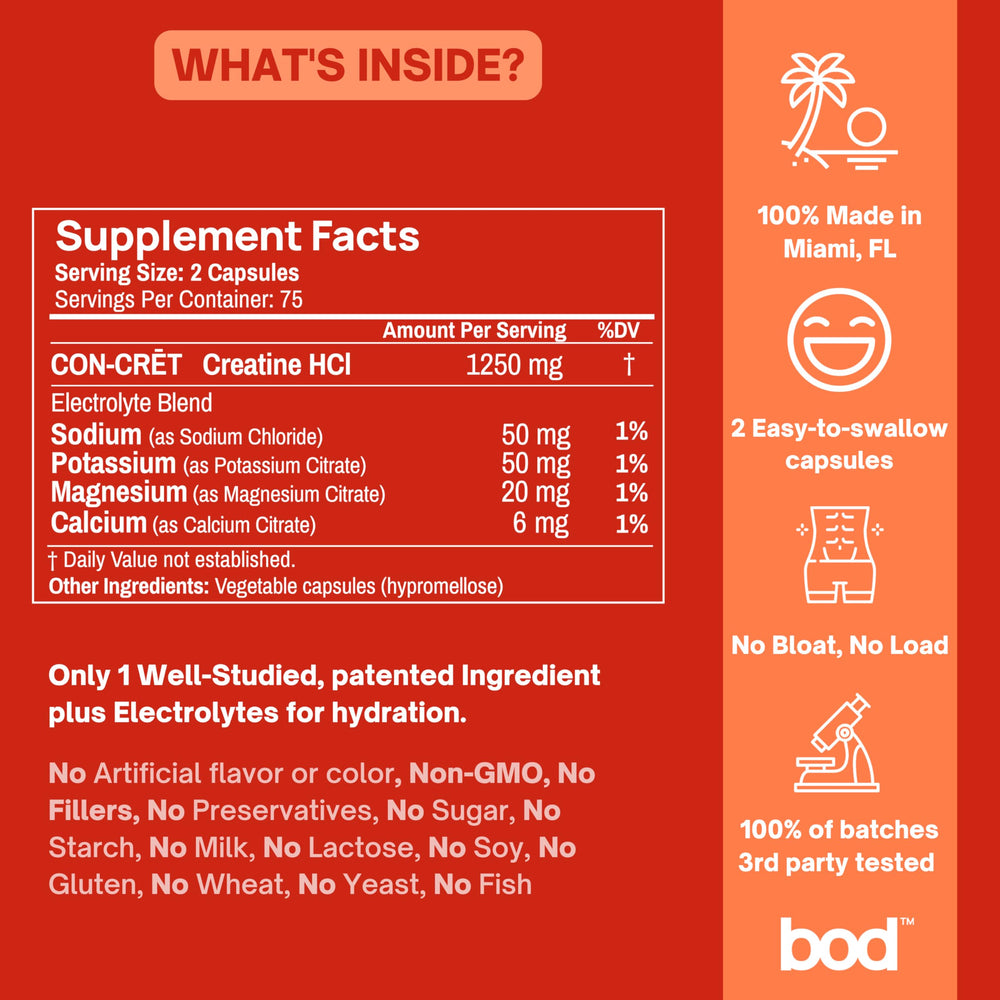 Bod Goba Tea Creatine HCL manufactured in USA facility.