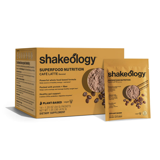 BODi Shakeology Cafe Latte packet ready for on-the-go nutrition