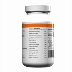 Body Force Formula PF herbal blend close-up shows natural ingredients.