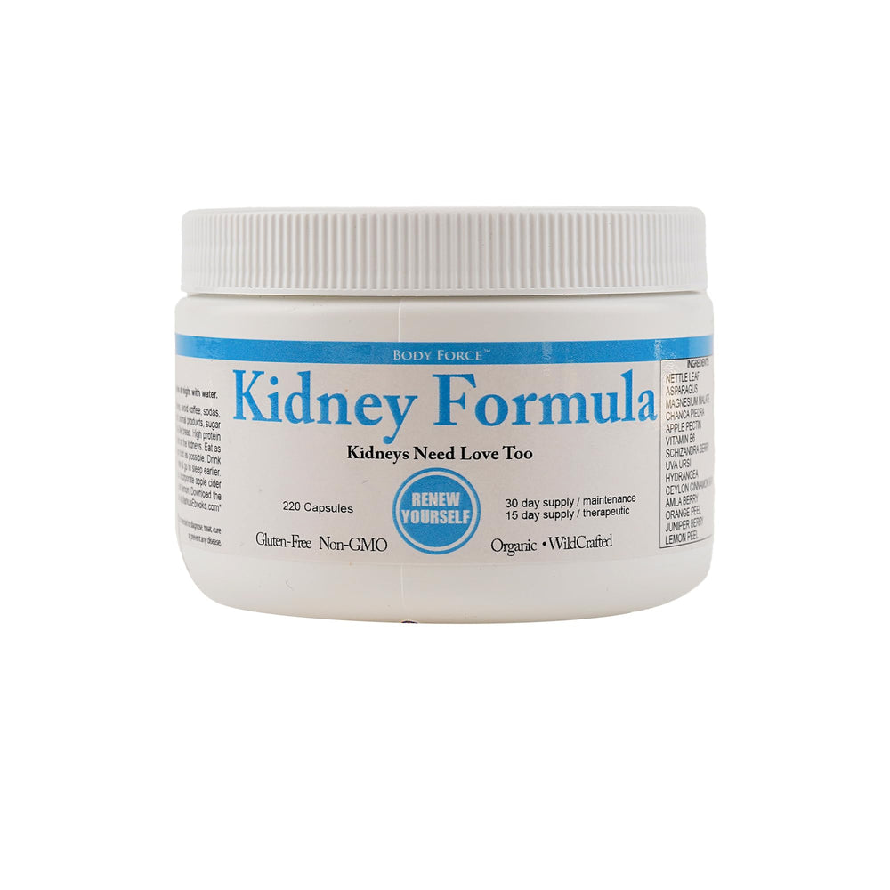 Body Force Kidney Formula bottle label showing brand and kidney support benefits