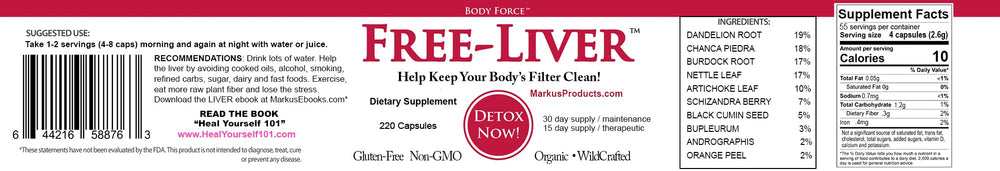 Body Force Liver Formula label on bottle highlighting a clean, transparent formulation