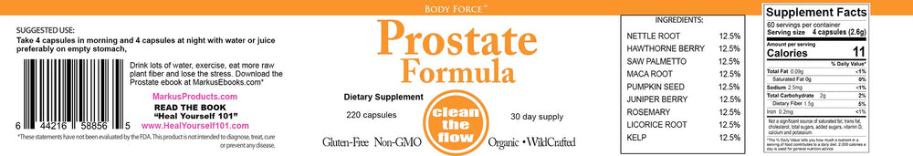 Body Force Prostate Formula capsules in a glass for daily use