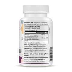 Body Kitchen D3 + K2 label highlights vegan ingredients and potency
