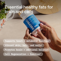BodyBio Balance Oil ingredients visuals reveal cold-pressed oils for nutrient preservation.