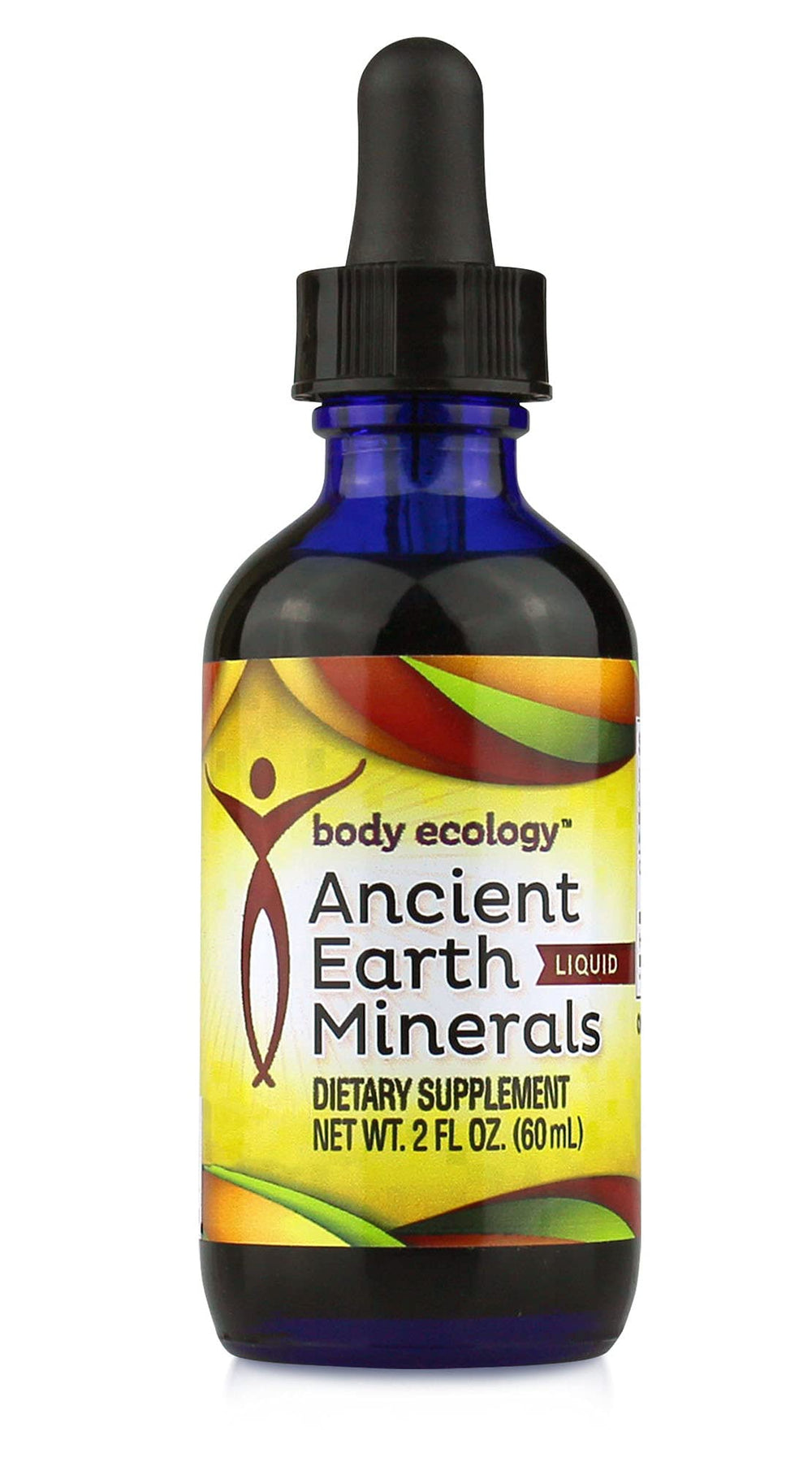 Body Ecology Ancient Earth Minerals bottle shows plant-derived minerals for daily balance.