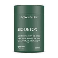 BodyHealth Bio Detox bottle packaging, clean design for daily detox routine