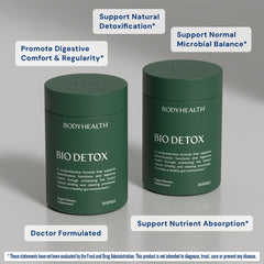 BodyHealth Bio Detox ingredients featuring zeolite and terra clay visualization