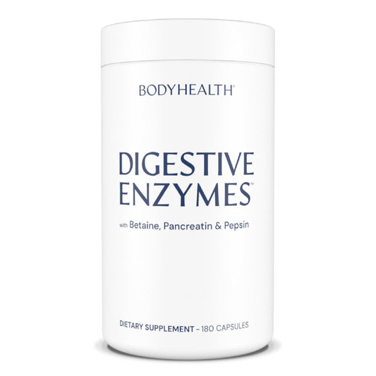 BodyHealth Digestive Enzymes bottle showing post-meal support label