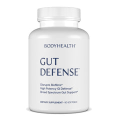 BodyHealth Gut Defense softgels bottle ready for daily gut support.