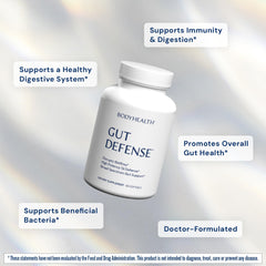 BodyHealth Gut Defense softgels poured for easy consumption and gut support.