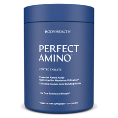 BodyHealth PerfectAmino bottle front showing vegan amino acids for recovery