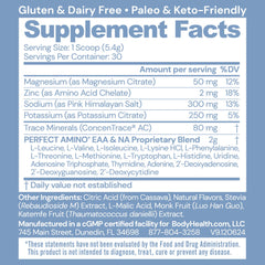 BodyHealth PerfectAmino electrolytes orange dissolving in water for quick refreshment